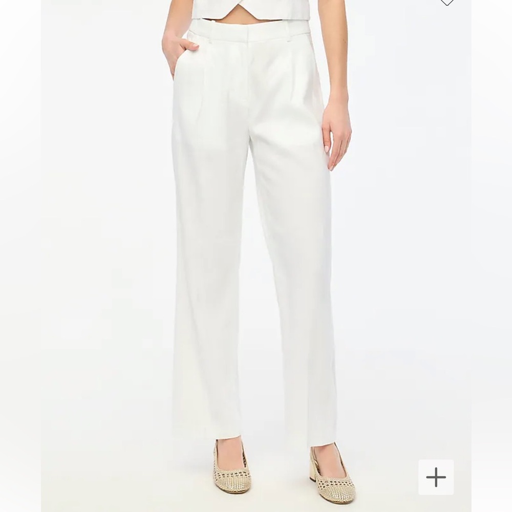 J. CREW FACTORY Linen-blend wide-leg pleated trouser pant